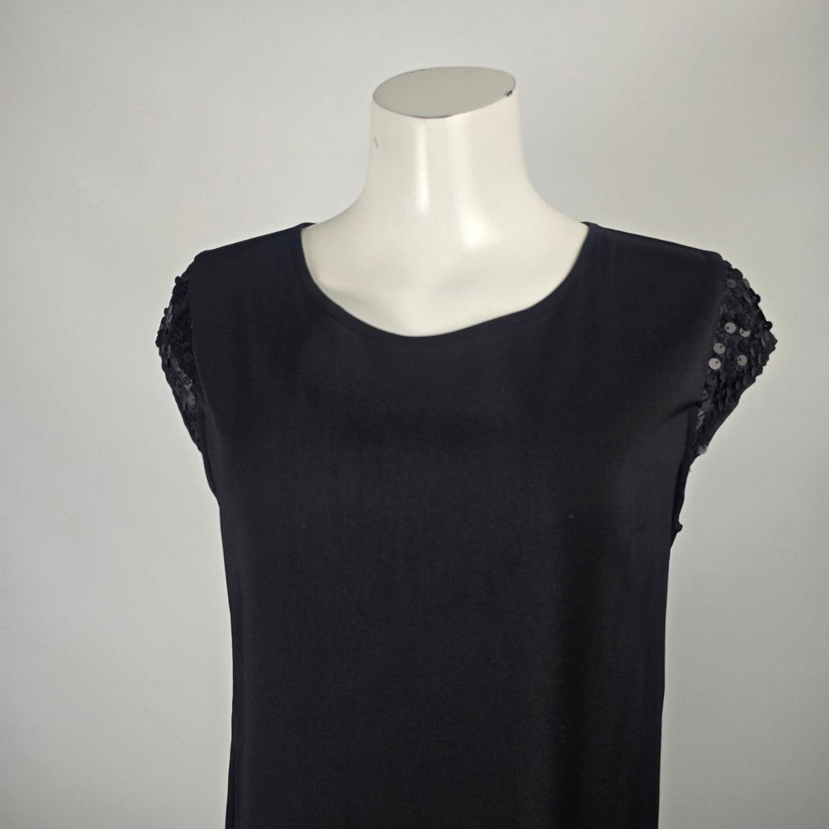 Massimo Black Sequined Sleeve Shirt Dress Size