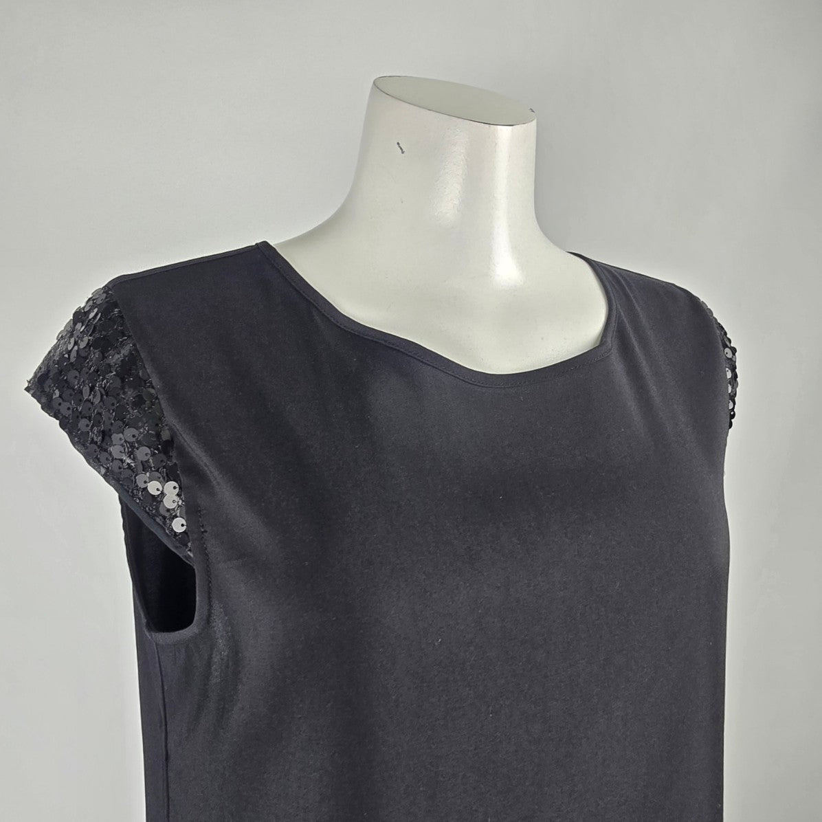 Massimo Black Sequined Sleeve Shirt Dress Size