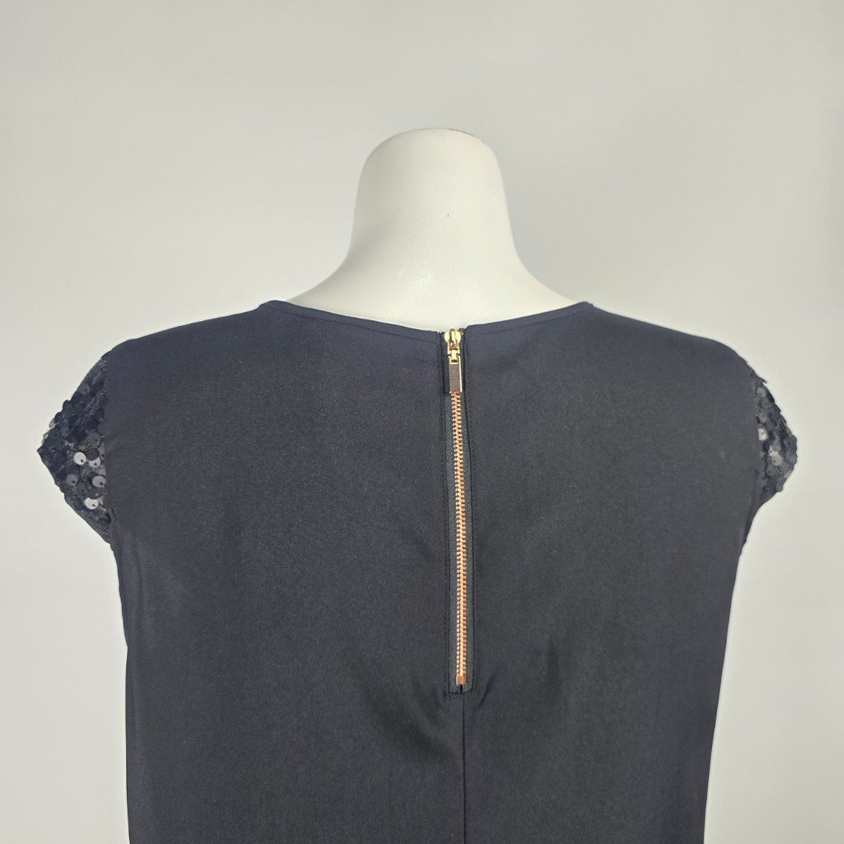 Massimo Black Sequined Sleeve Shirt Dress Size