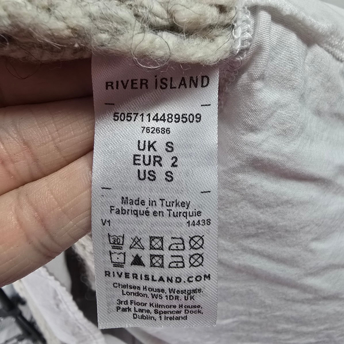 River Island Cream Knit Vest Over White Collared Button Up Blouse Dress Size S