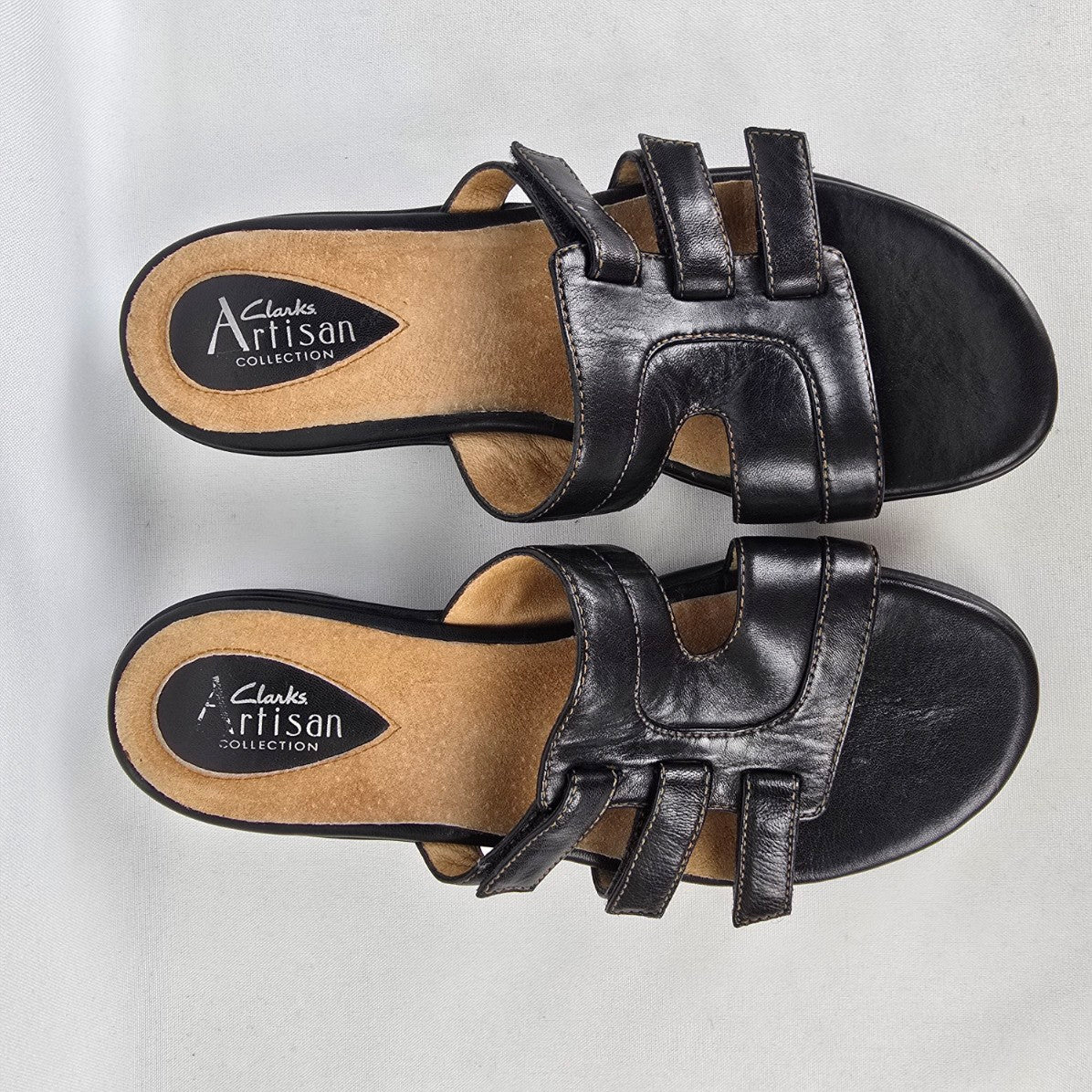 Clarks Artisan Black Leather Sandals Size 7.5