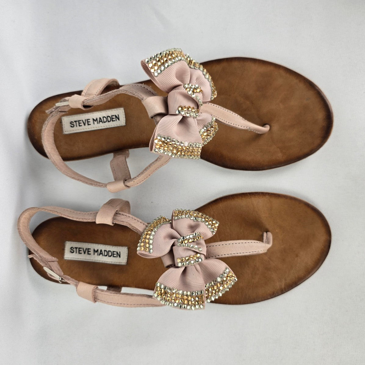Steve Madden Pink Leather Bow Sandals Size 9