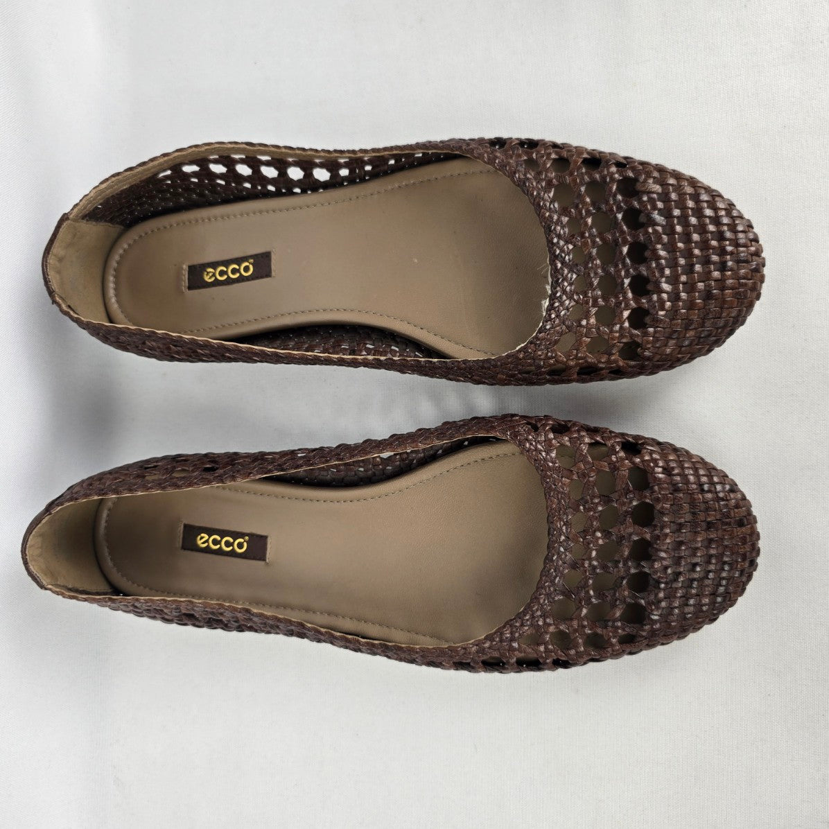 Ecco Brown Woven Ballet Flats Size 9