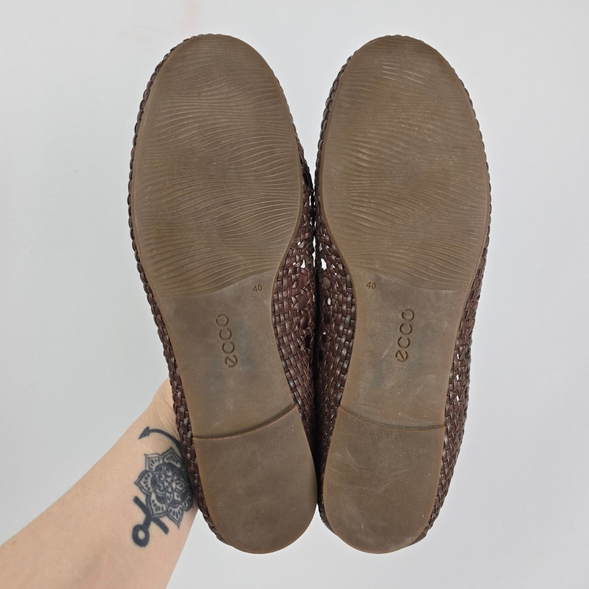 Ecco Brown Woven Ballet Flats Size 9