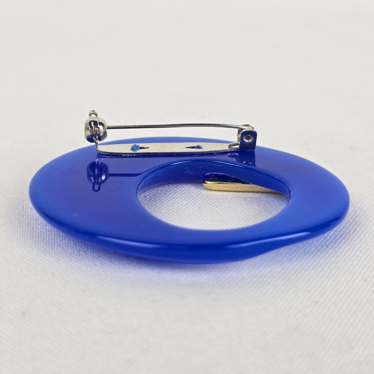Vintage Blue Resin Gold Detail Statement Brooch