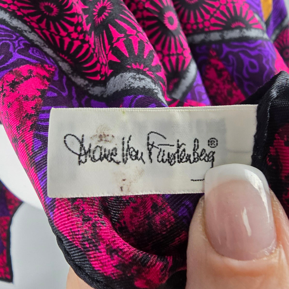 Diane von Furstenberg Purple Silk Graphic Square Scarf