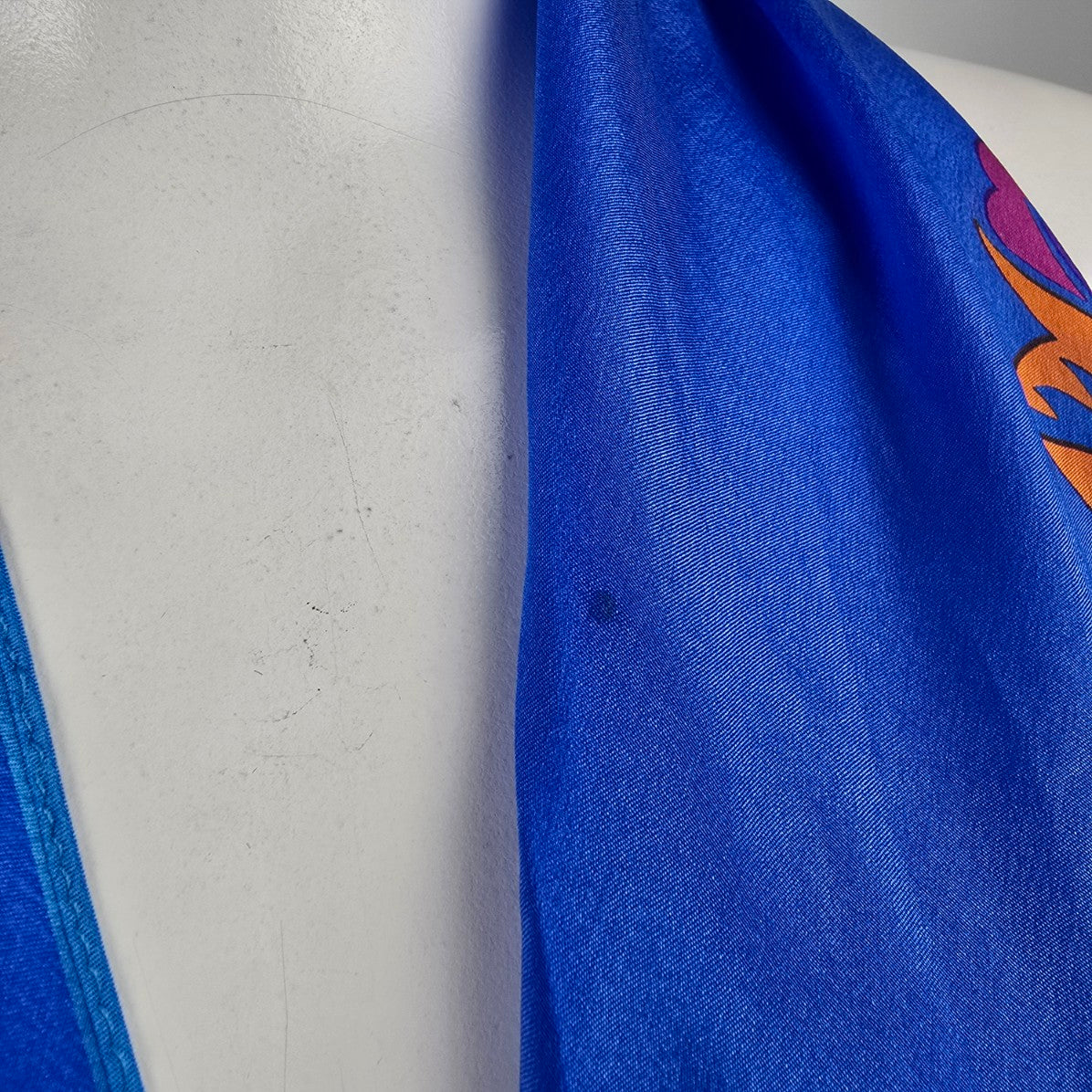 Vintage Usna Blue & Pink Floral Silk Scarf