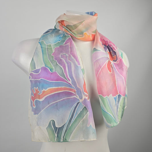 Vintage Susan Dennison Water Color Silk Floral Scarf