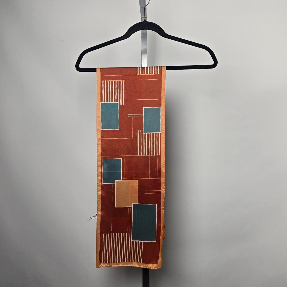 Vintage Brown & Blue Geometric Print Scarf