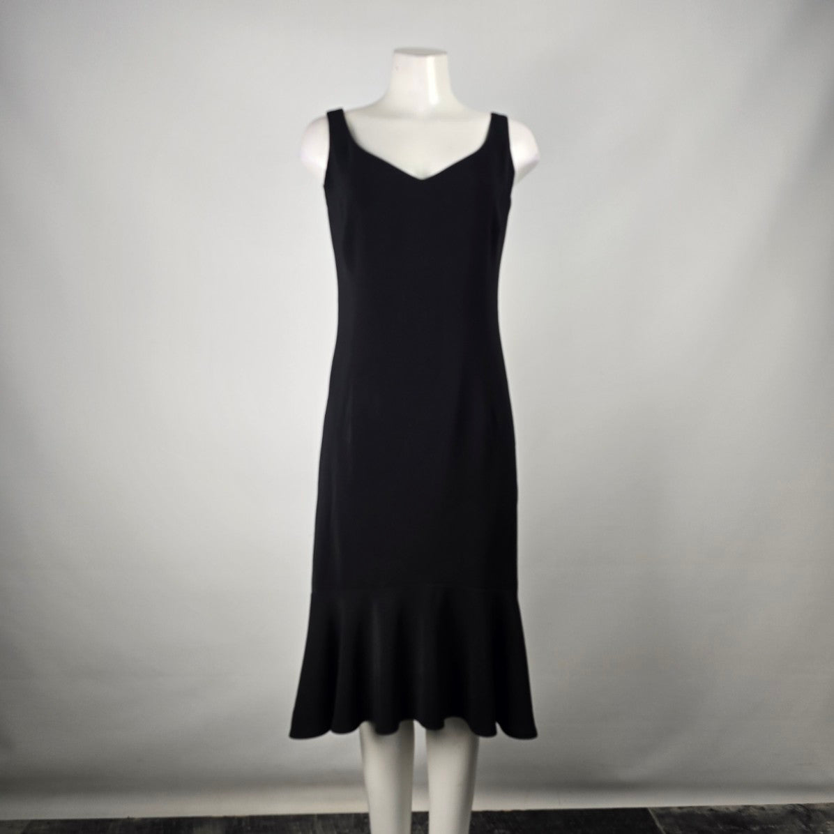 Liz Claiborne Black Sheath Midi Dress Frill Bottom Size 8