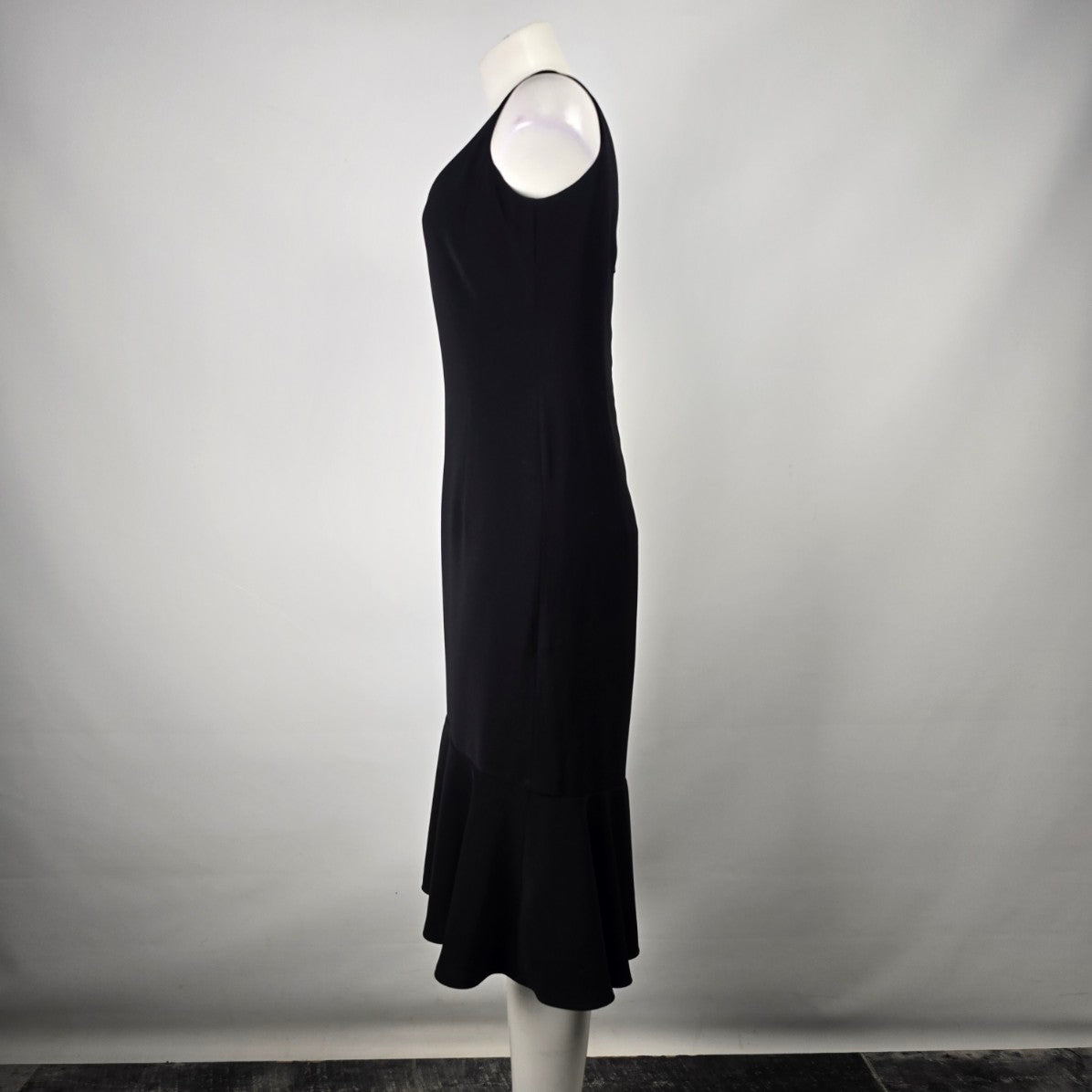 Liz Claiborne Black Sheath Midi Dress Frill Bottom Size 8