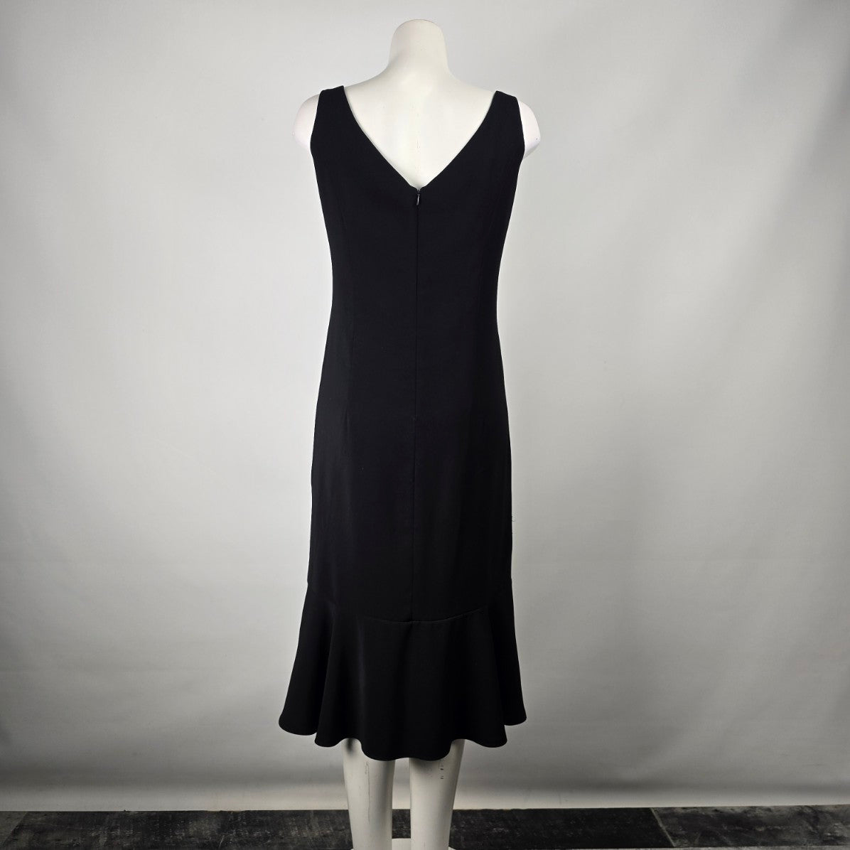 Liz Claiborne Black Sheath Midi Dress Frill Bottom Size 8
