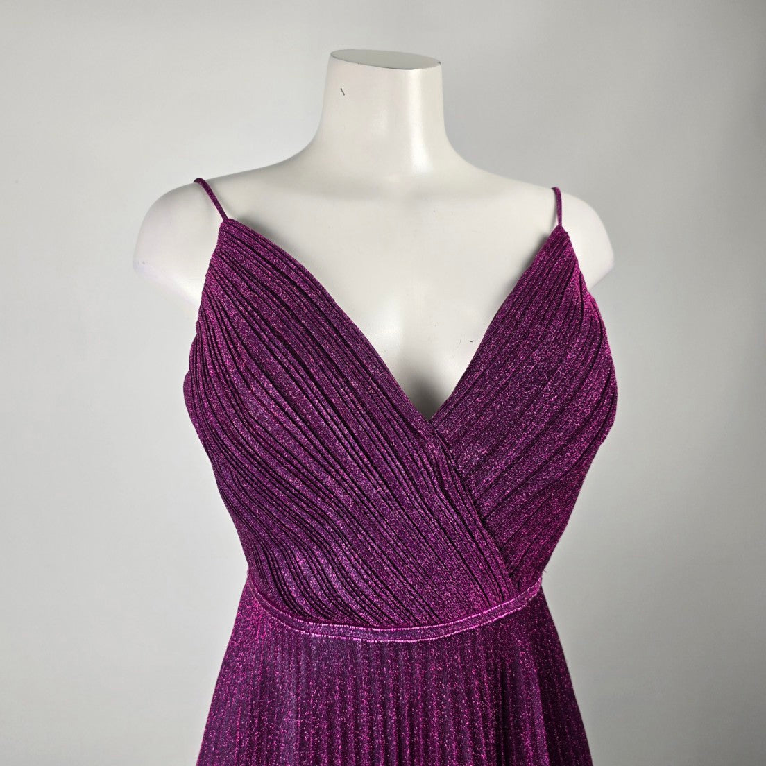 Angela & Alison Pink Sparkle Peated Skirt Gown Size 12