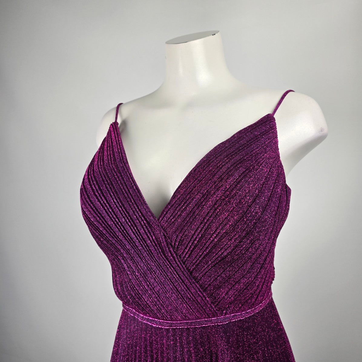 Angela & Alison Pink Sparkle Peated Skirt Gown Size 12