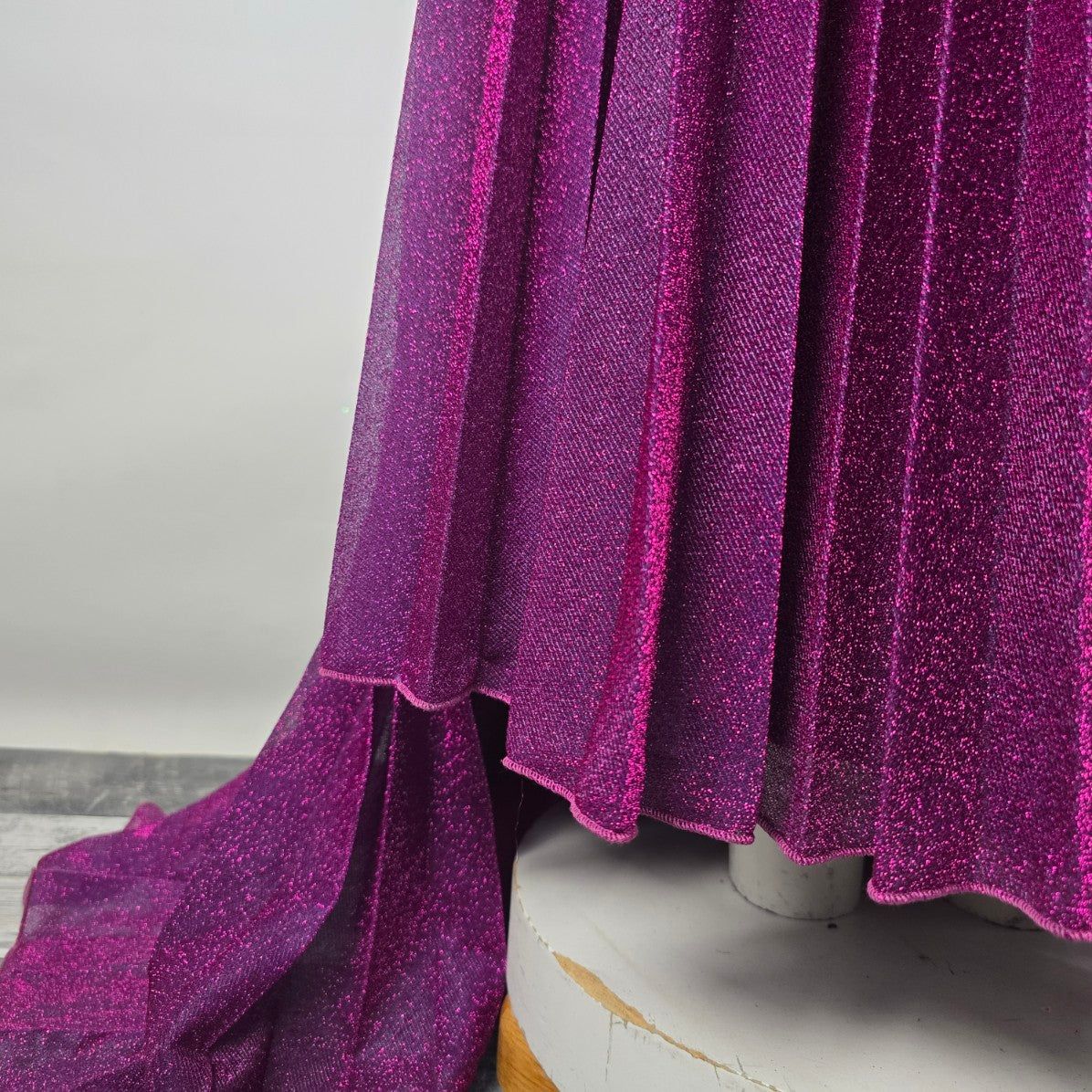 Angela & Alison Pink Sparkle Peated Skirt Gown Size 12
