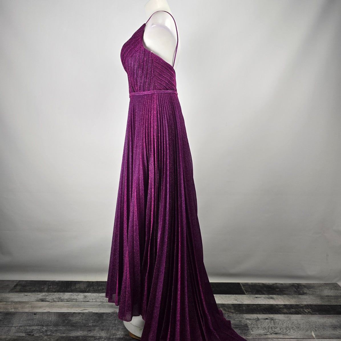 Angela & Alison Pink Sparkle Peated Skirt Gown Size 12