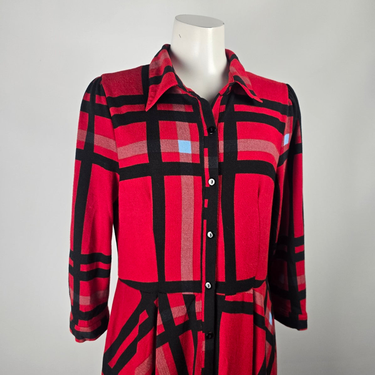 Reborn Red Plaid Fit & Flare Button Front Maxi Dress Size L-XL