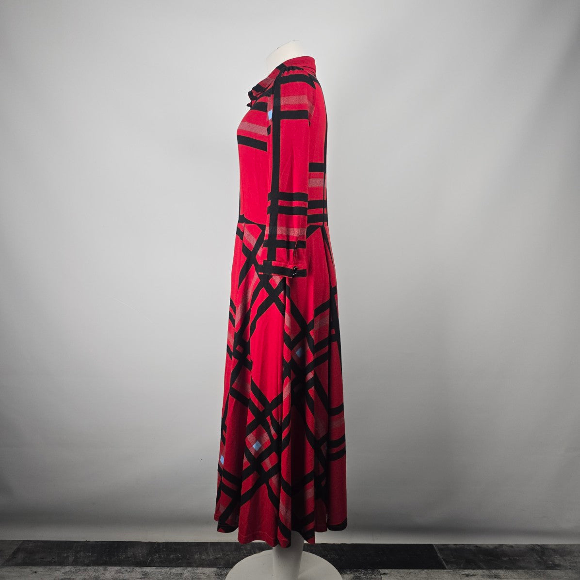 Reborn Red Plaid Fit & Flare Button Front Maxi Dress Size L-XL