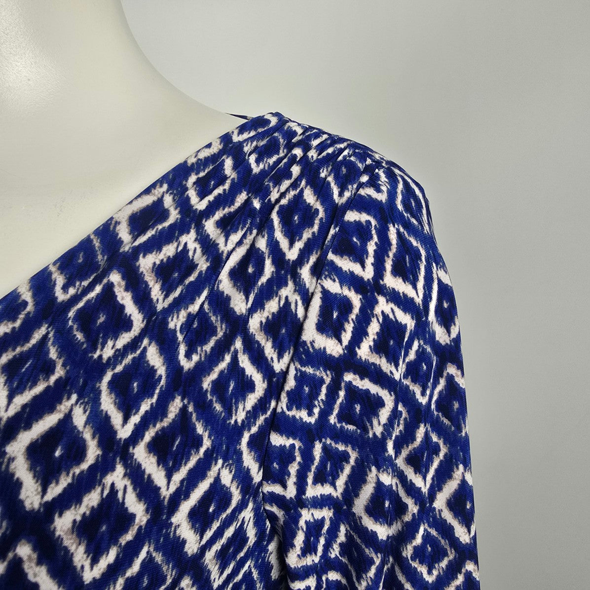 Lauren Ralph Lauren Blue Patterned Faux Wrap Dress Size 8