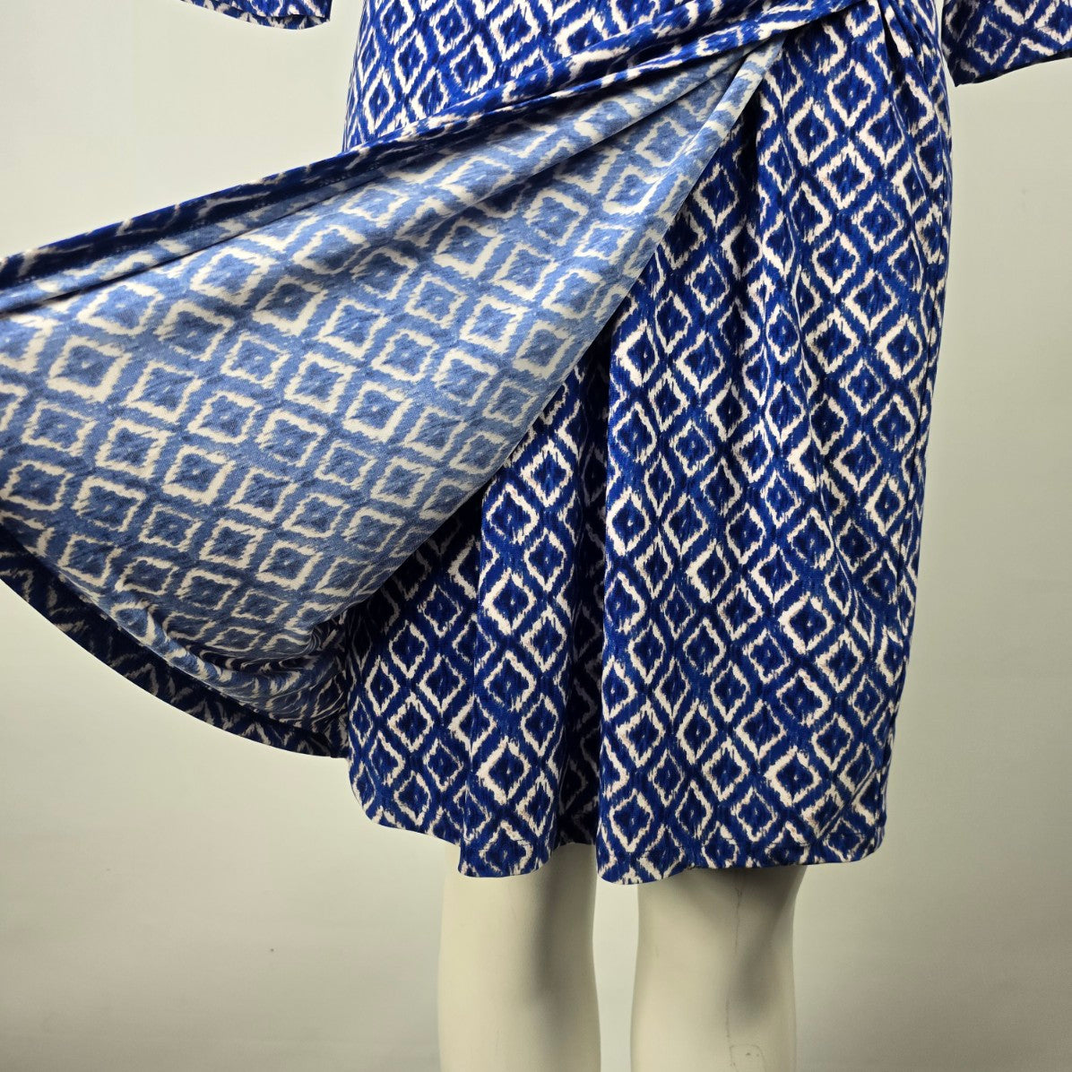 Lauren Ralph Lauren Blue Patterned Faux Wrap Dress Size 8