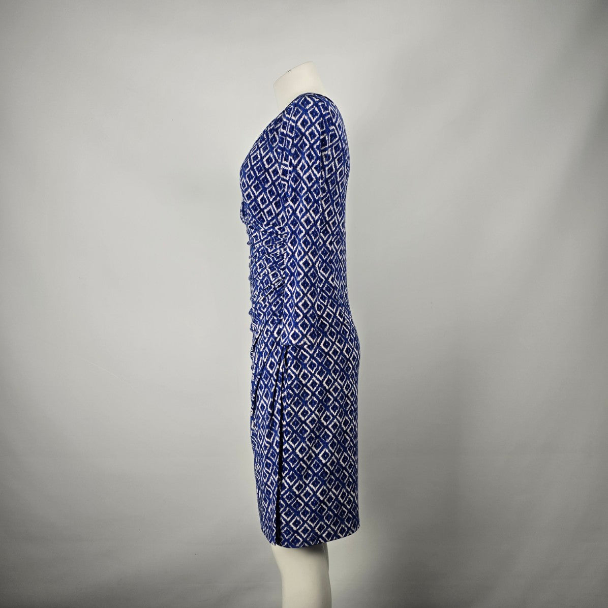 Lauren Ralph Lauren Blue Patterned Faux Wrap Dress Size 8