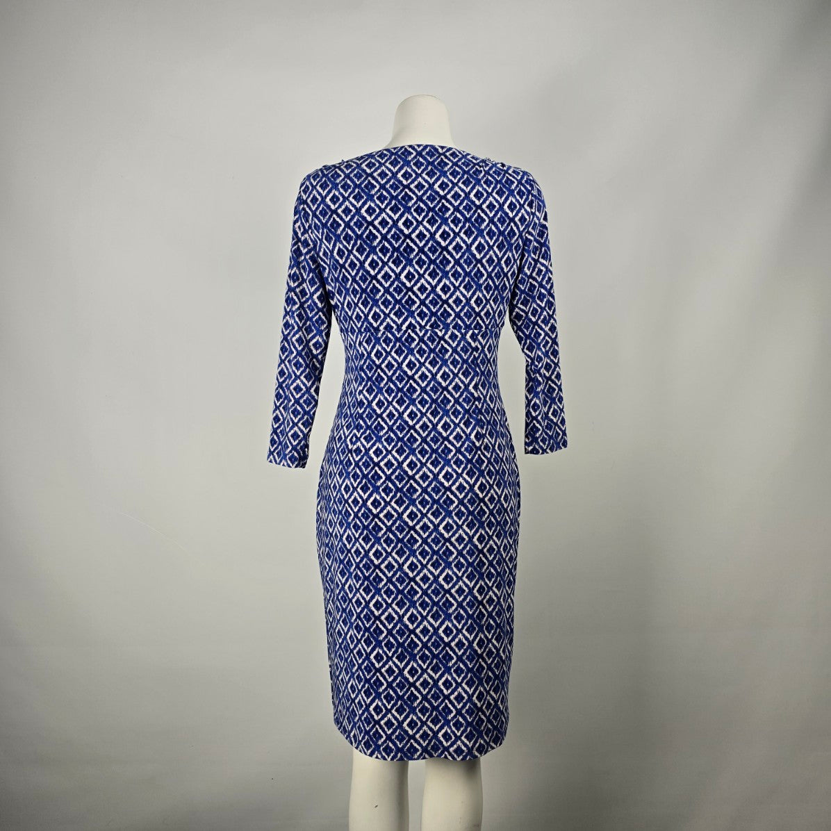 Lauren Ralph Lauren Blue Patterned Faux Wrap Dress Size 8