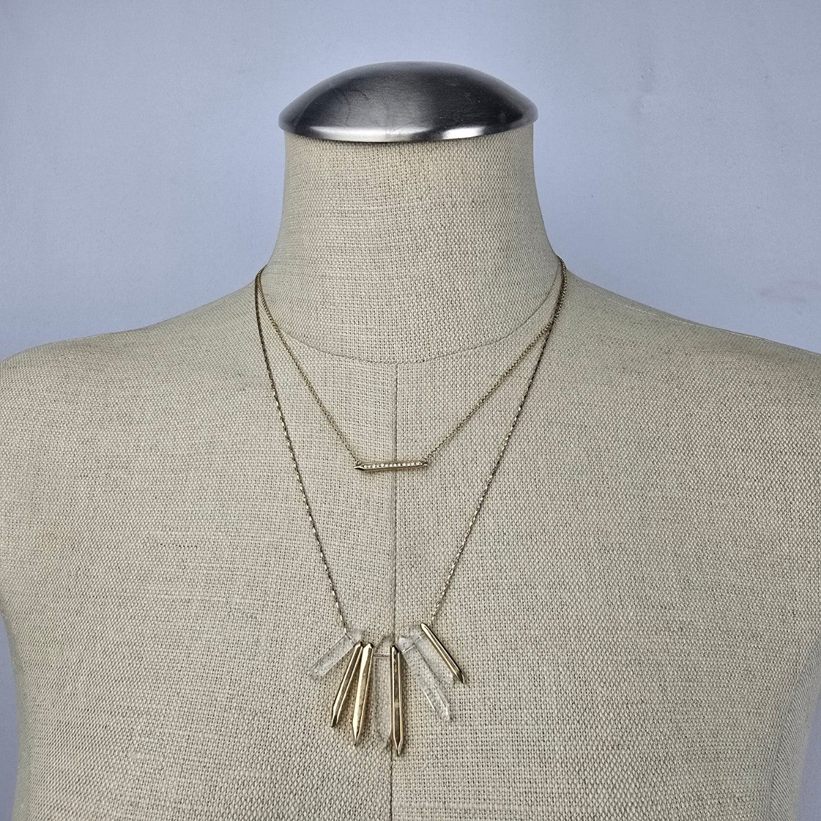 Stella & Dot Gold Tone Rebel Cluster Crystal Layered Necklace