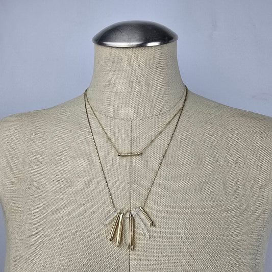 Stella & Dot Gold Tone Rebel Cluster Crystal Layered Necklace
