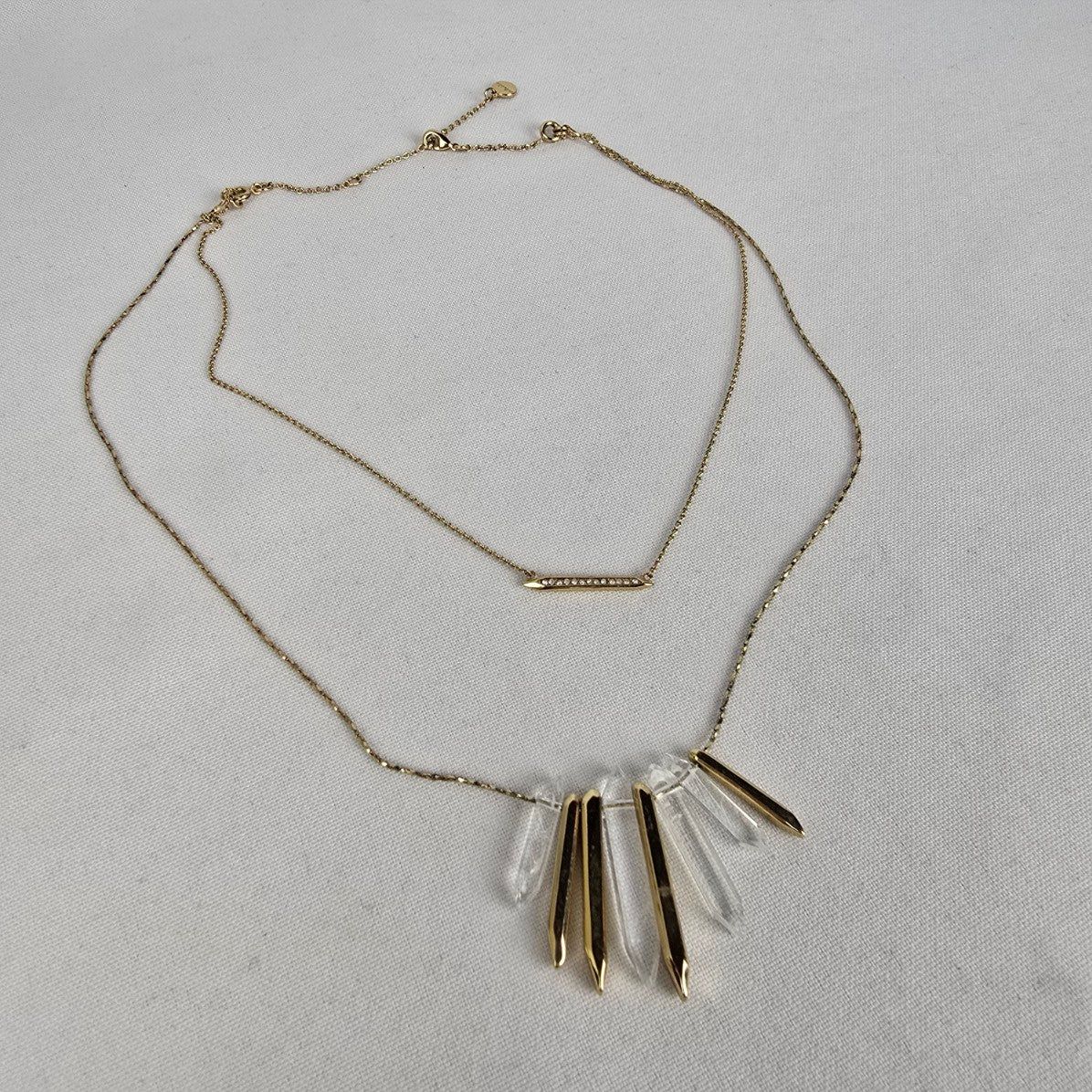 Stella & Dot Gold Tone Rebel Cluster Crystal Layered Necklace