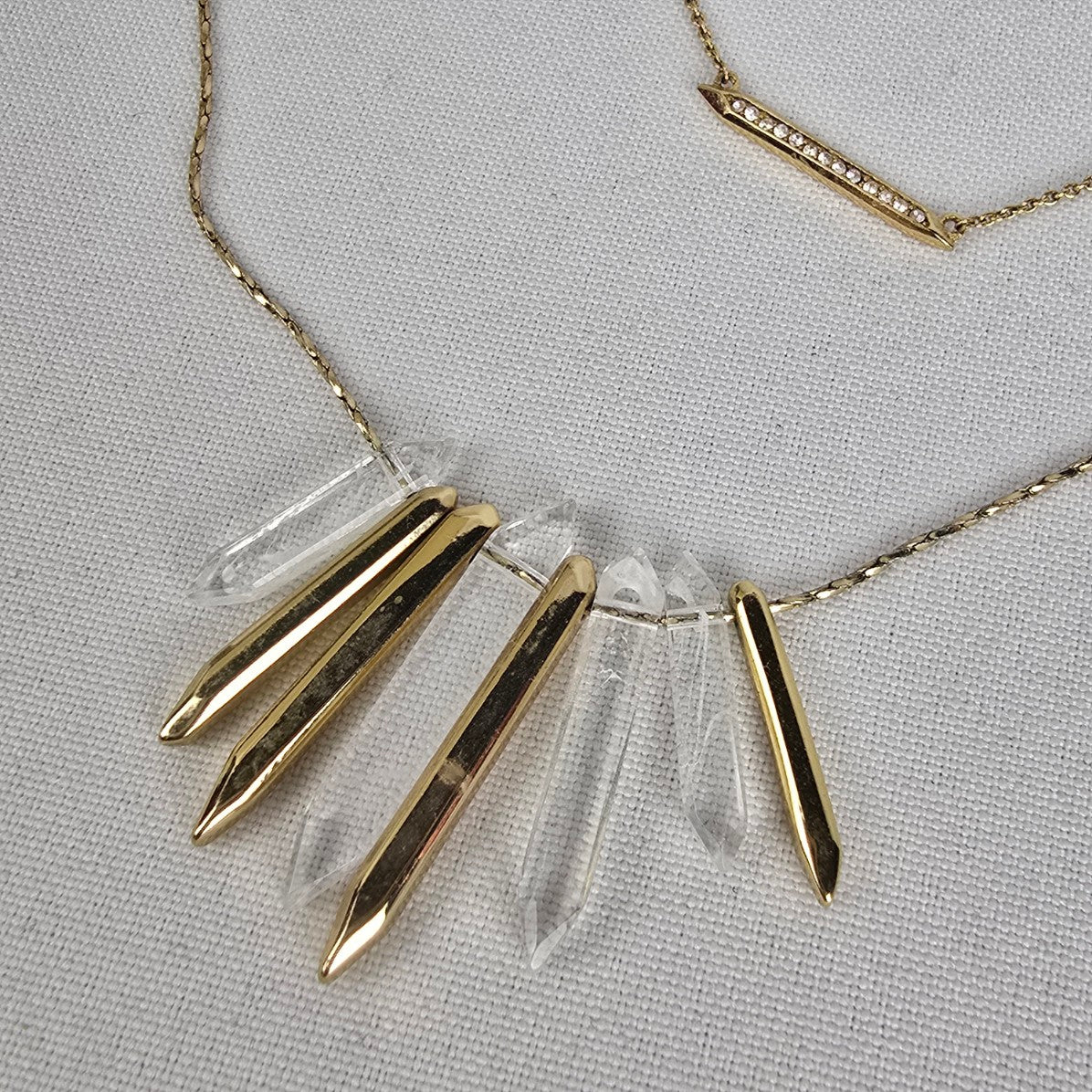 Stella & Dot Gold Tone Rebel Cluster Crystal Layered Necklace