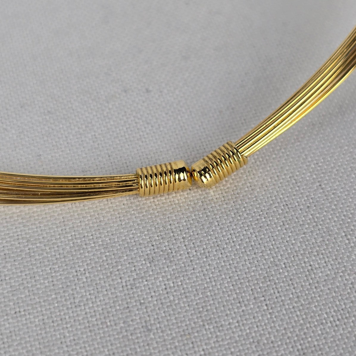 Vintage Gold Tone Wire Crystal Rhinestone Choker Necklace