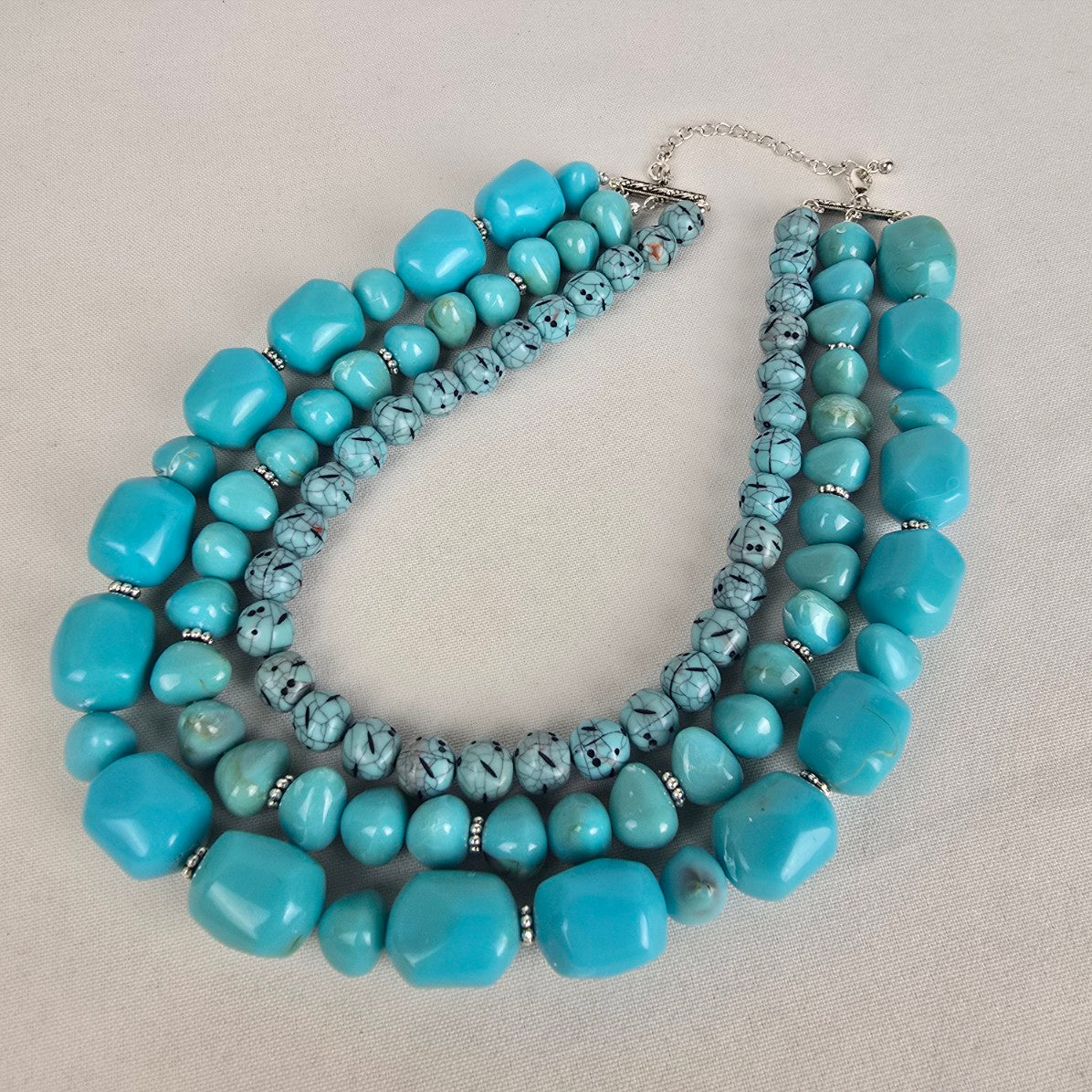 Avon Blue Beaded Faux Turquoise Layered Necklace
