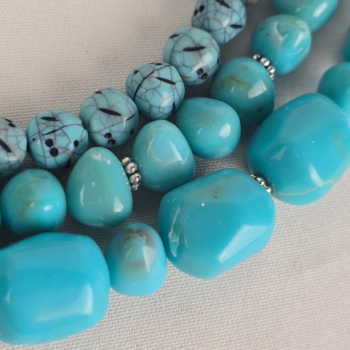 Avon Blue Beaded Faux Turquoise Layered Necklace