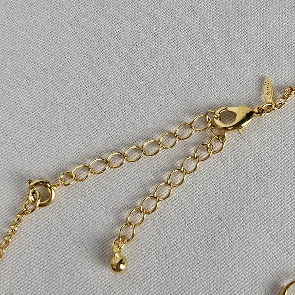 Vintage Avon Gold Tone Blue Beaded Layered Necklace & Earring Set