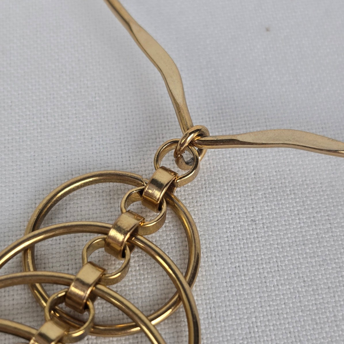 Vintage Gold Tone Round Layered Geometric Statement Choker Necklace