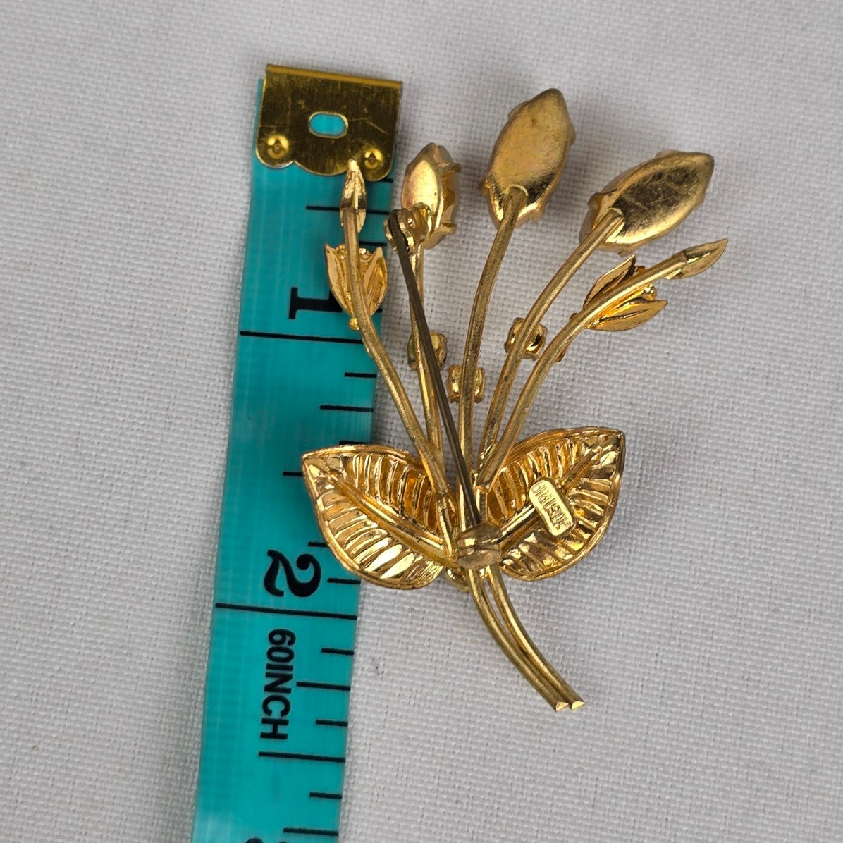 Vintage Austria Black & Gold Flower Brooch