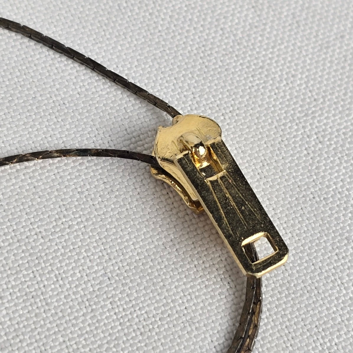 Vintage Gold Tone Zipper Lariat Necklace