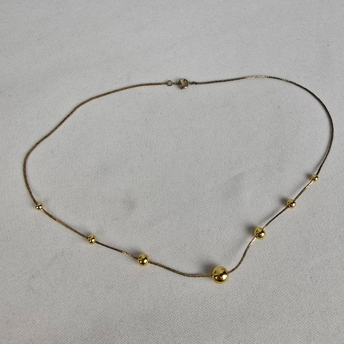 Vintage Gold Tone Beaded Chain Necklace