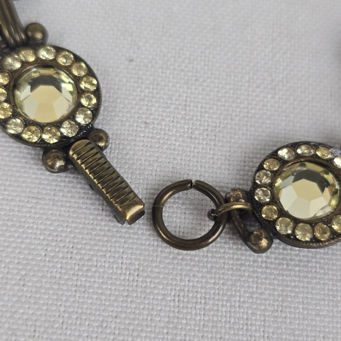 Bronze Yellow Faceted Rhinestone Chain Link Bracelet