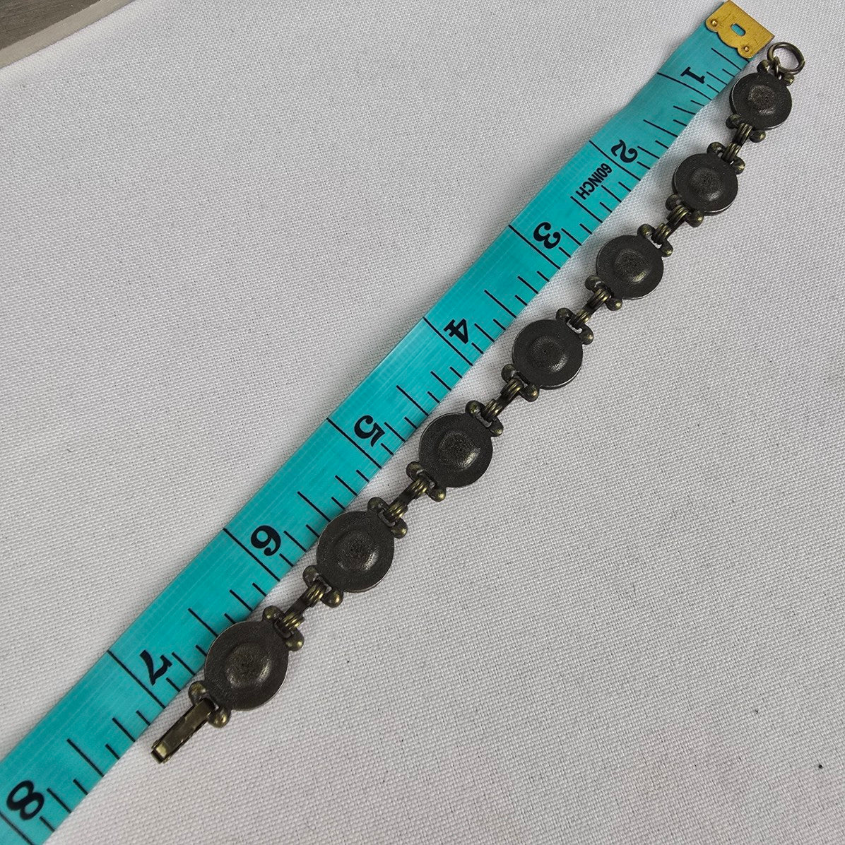 Bronze Yellow Faceted Rhinestone Chain Link Bracelet