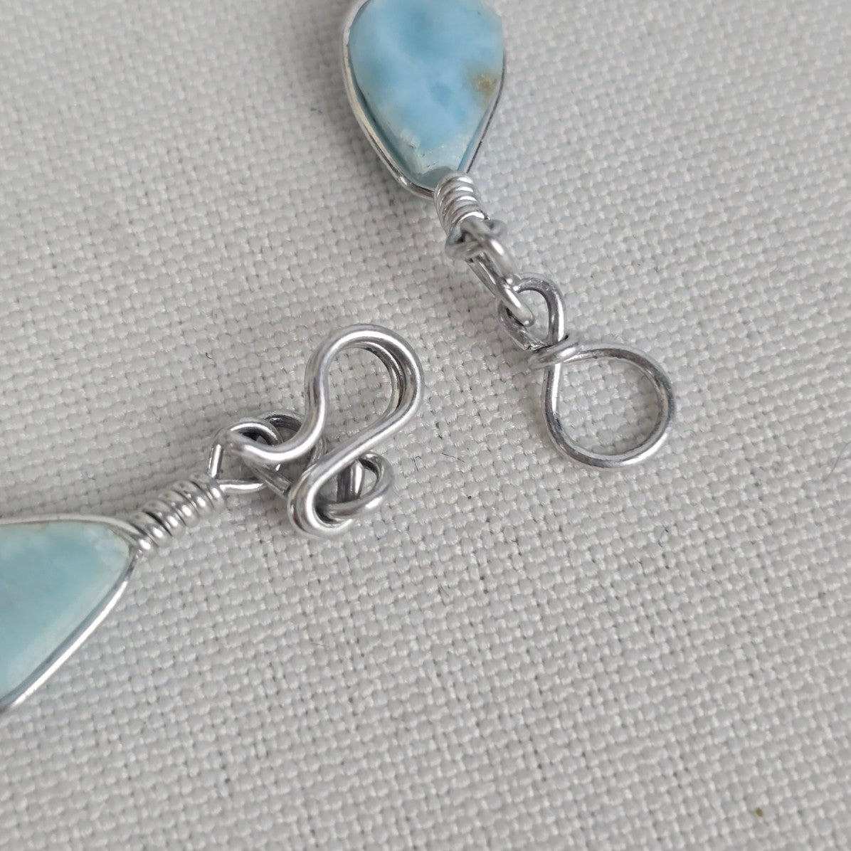 Silver & Blue Natural Stone Necklace Bracelet & Earrings Set