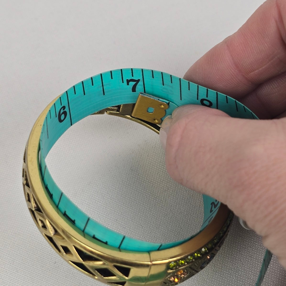Heidi Daus Golden Faux Pearl Aqua Garnet Topaz Rhinestone Bangle Bracelet
