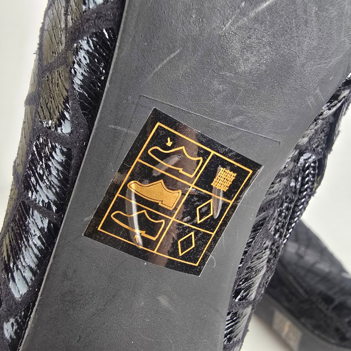 Black Leather Peep Toe Heeled Bootie Size 6