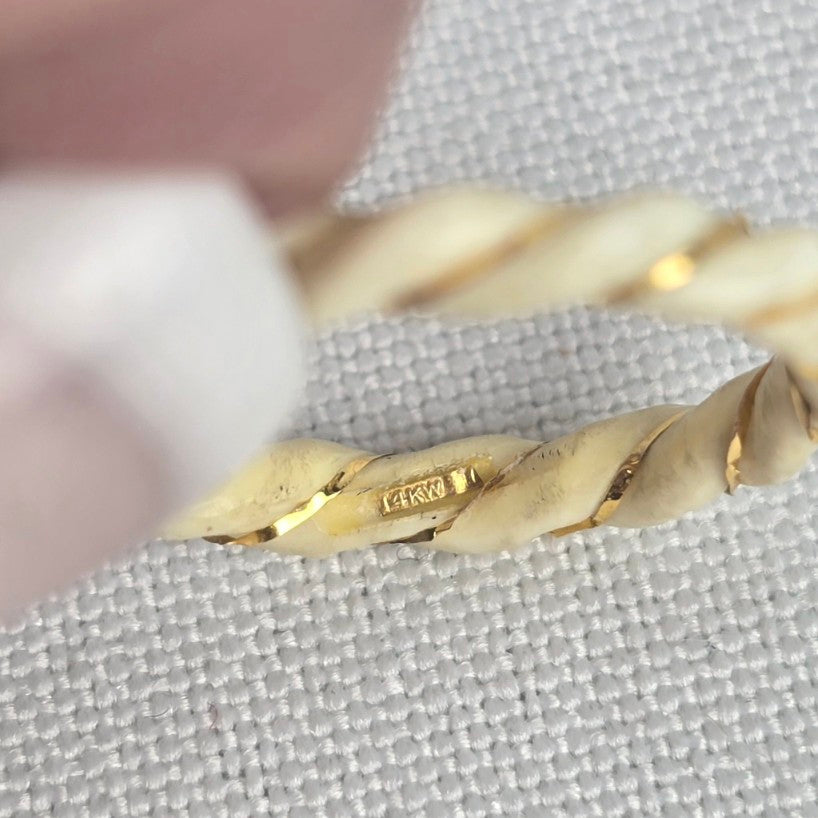Vintage 14k Gold Ox Bone Twisted Band Ring Size 4