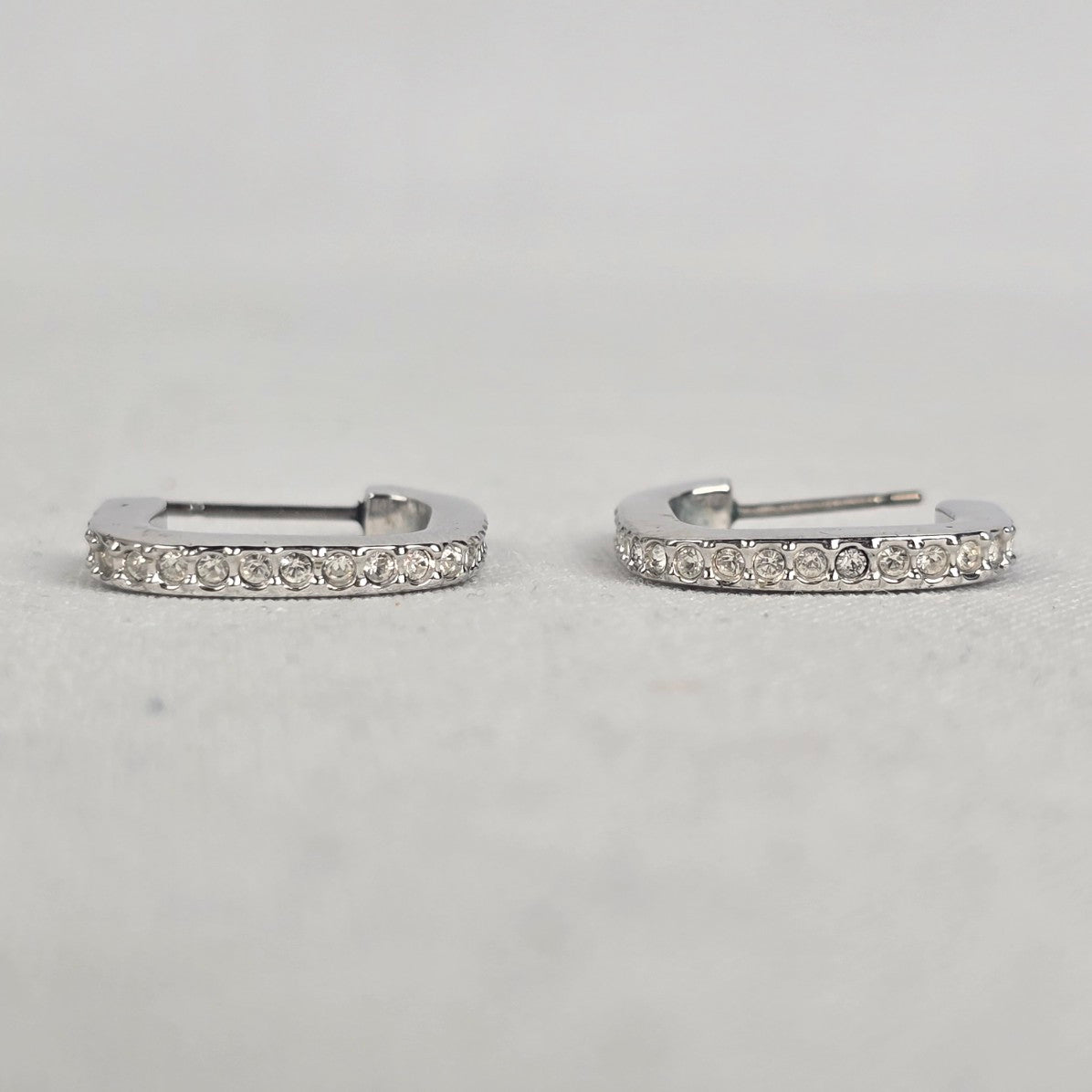 Swarovski Silver Crystal Square Hoop Earrings