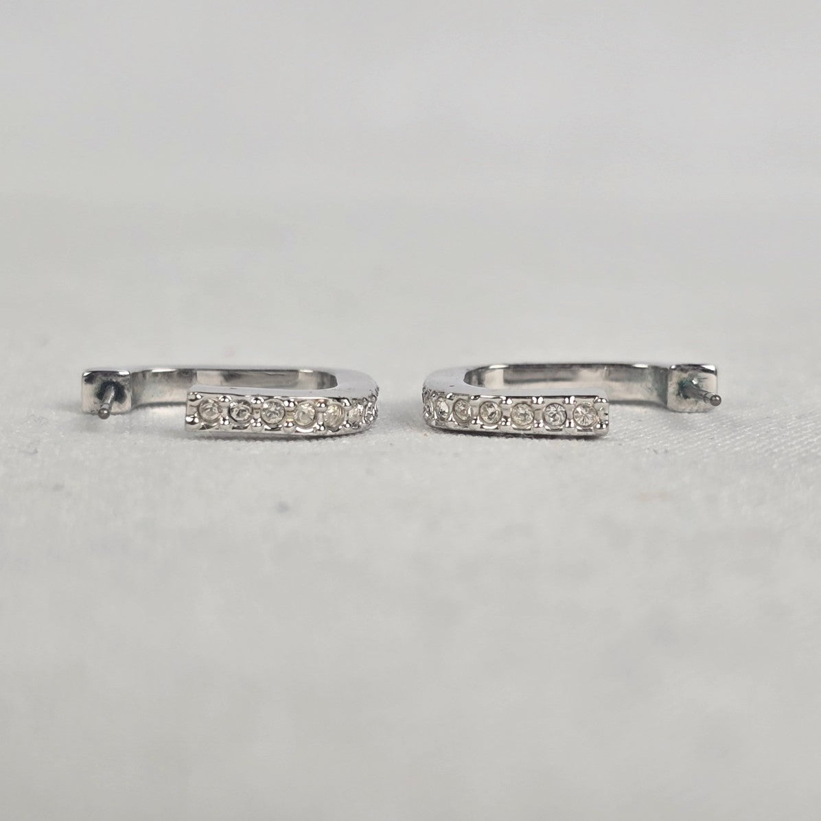 Swarovski Silver Crystal Square Hoop Earrings