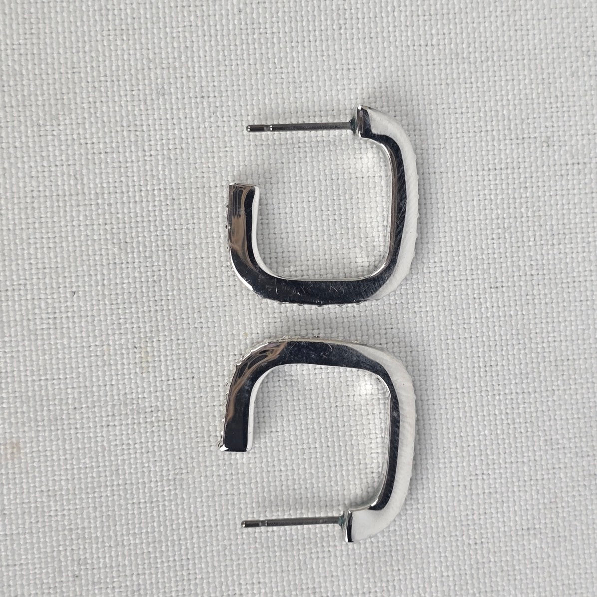 Swarovski Silver Crystal Square Hoop Earrings