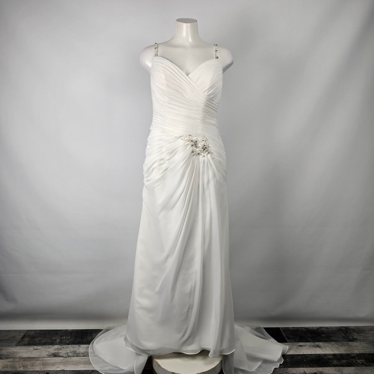 White Beaded Detail Wedding Dress Size 12