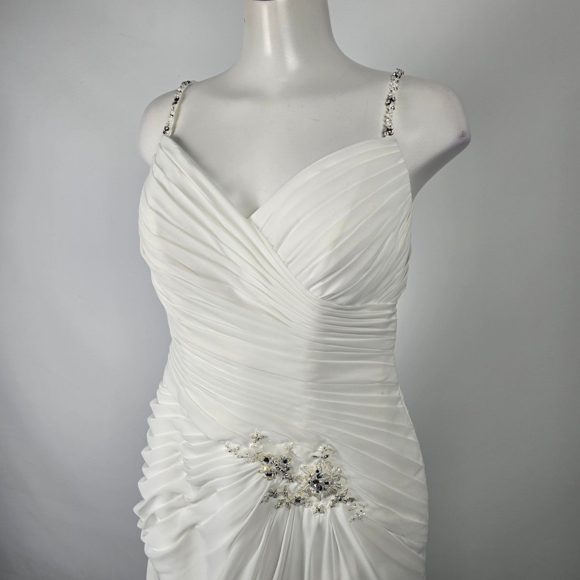 White Beaded Detail Wedding Dress Size 12