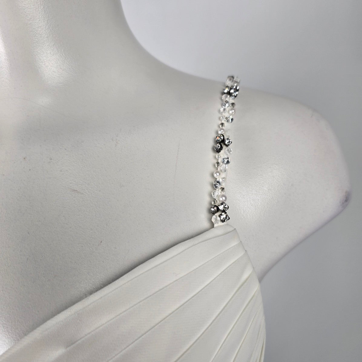 White Beaded Detail Wedding Dress Size 12